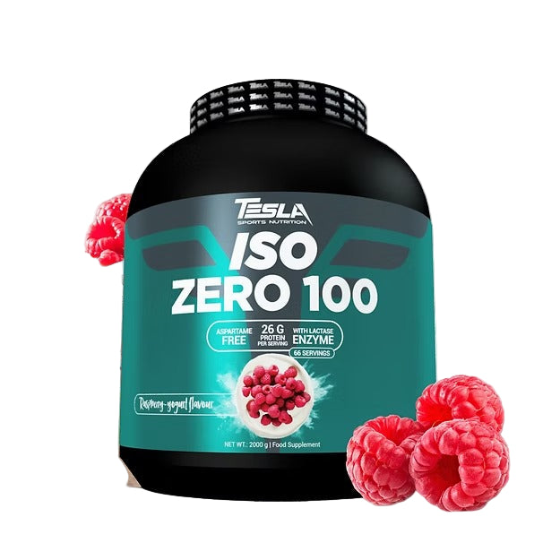 ISO Zero 100 26g Protein Per Serving With Lactase Enzyme 2000g raspberry yogurt Flavour - Tesla Sports Nutrition